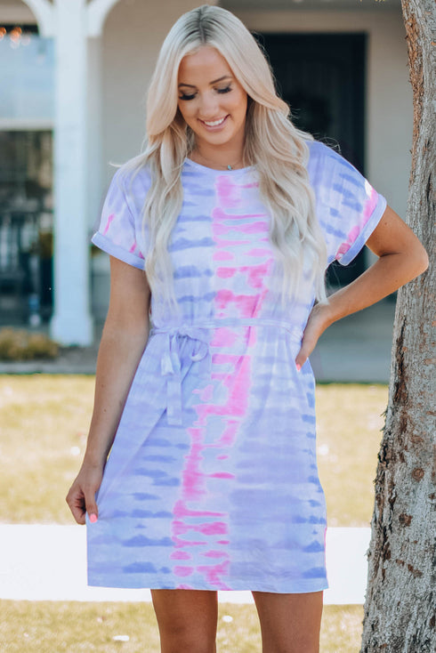 Family Matching Mom Multicolor Tie-Dye Mini Dress